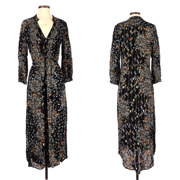 Poupette St Barth Dresses & Skirts - Poupette St Barth Black Floral Midi Dress XS